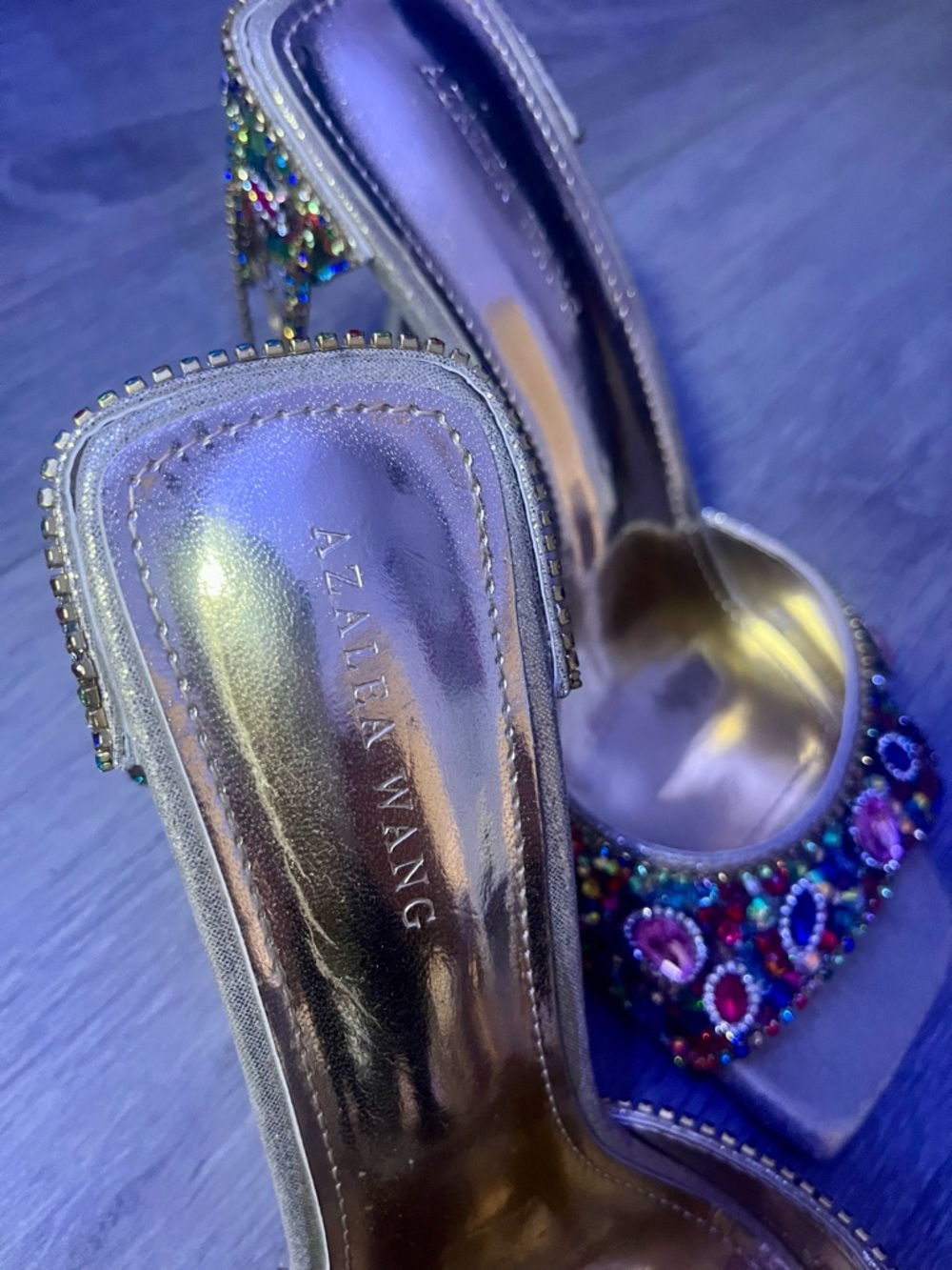 Azalea Wang Gold Crystal-Embellished Women's High Heel Sandals - Picture 13 of 13